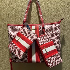 Time and Tru Red and White Tote Bag Set